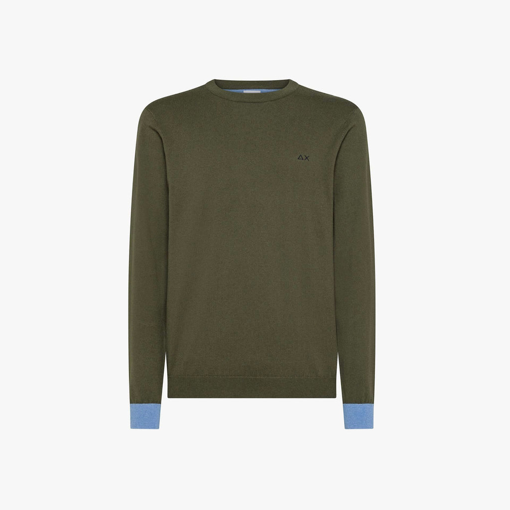 Sun 68 Maglia Uomo Misto Lana Verde Militare