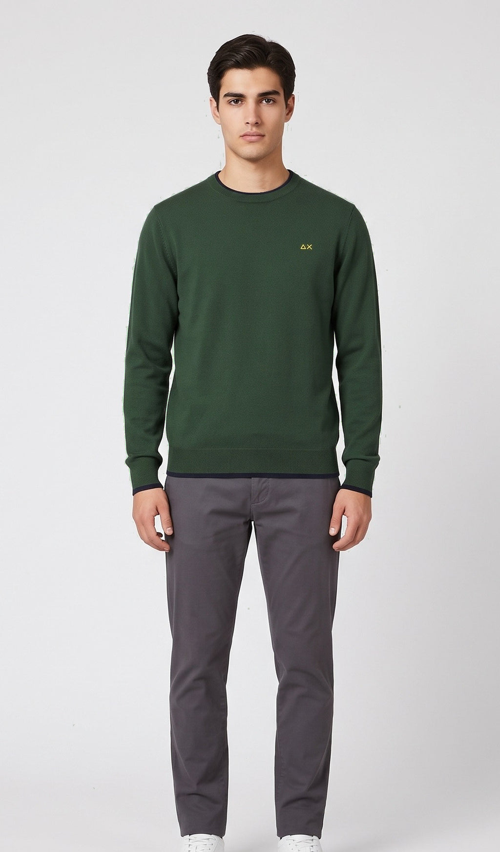 Sun 68 Maglia Uomo Misto Lana Verde Scuro