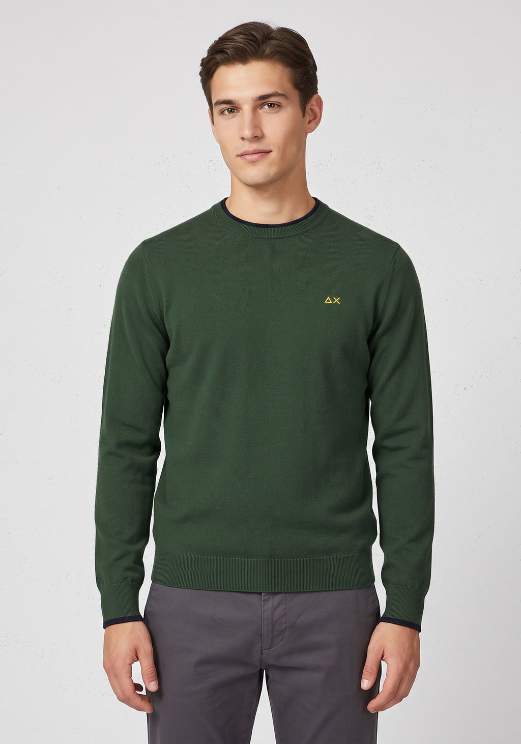 Sun 68 Maglia Uomo Misto Lana Verde Scuro