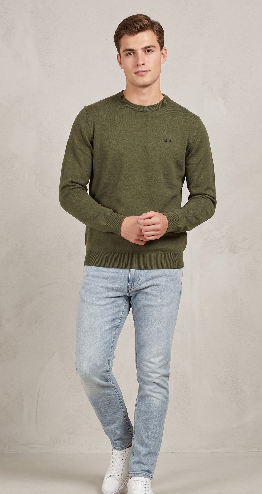 Sun 68 Maglia Uomo Misto Verde Militare