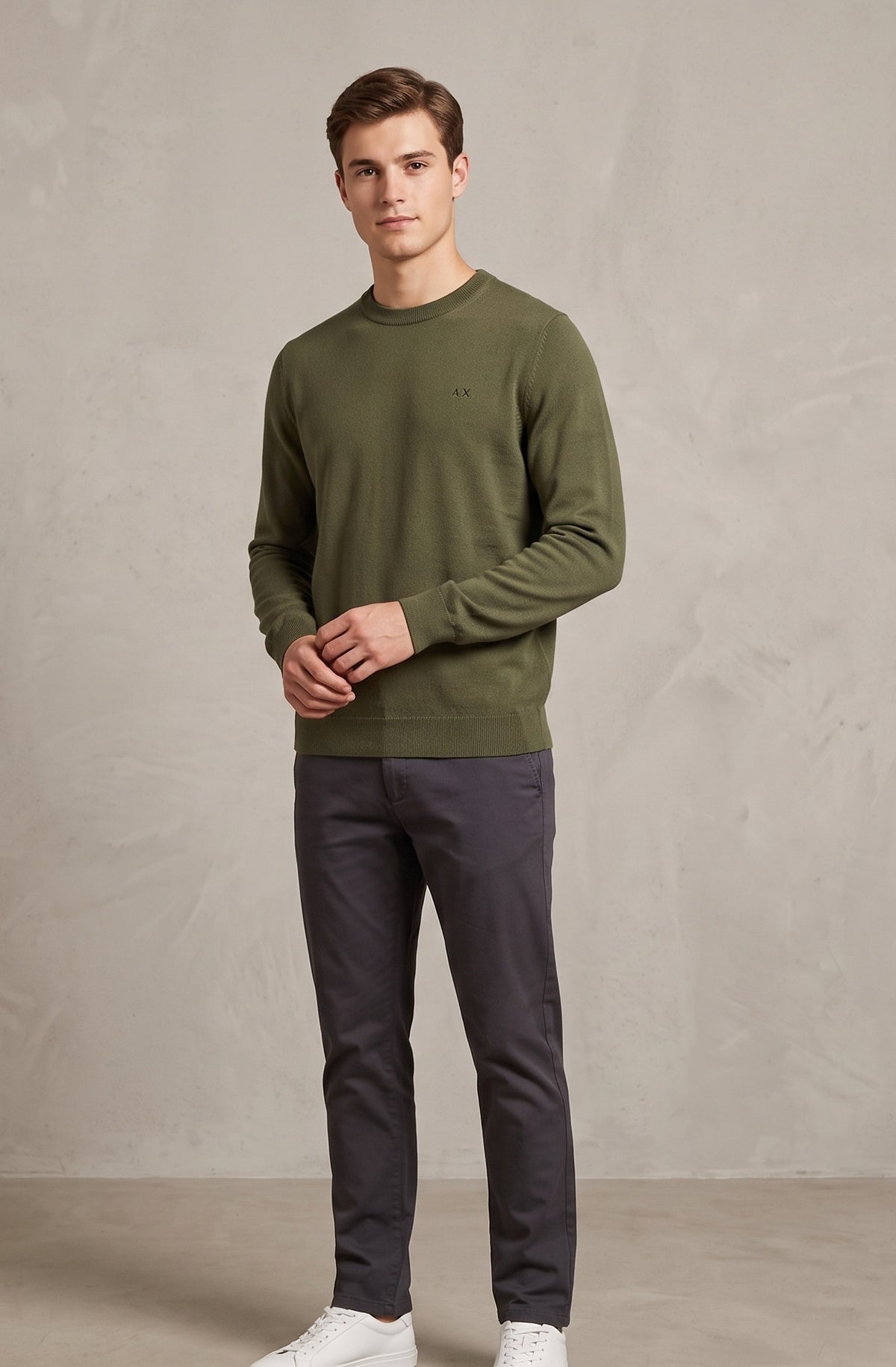 Sun 68 Maglia Uomo Misto Verde Militare