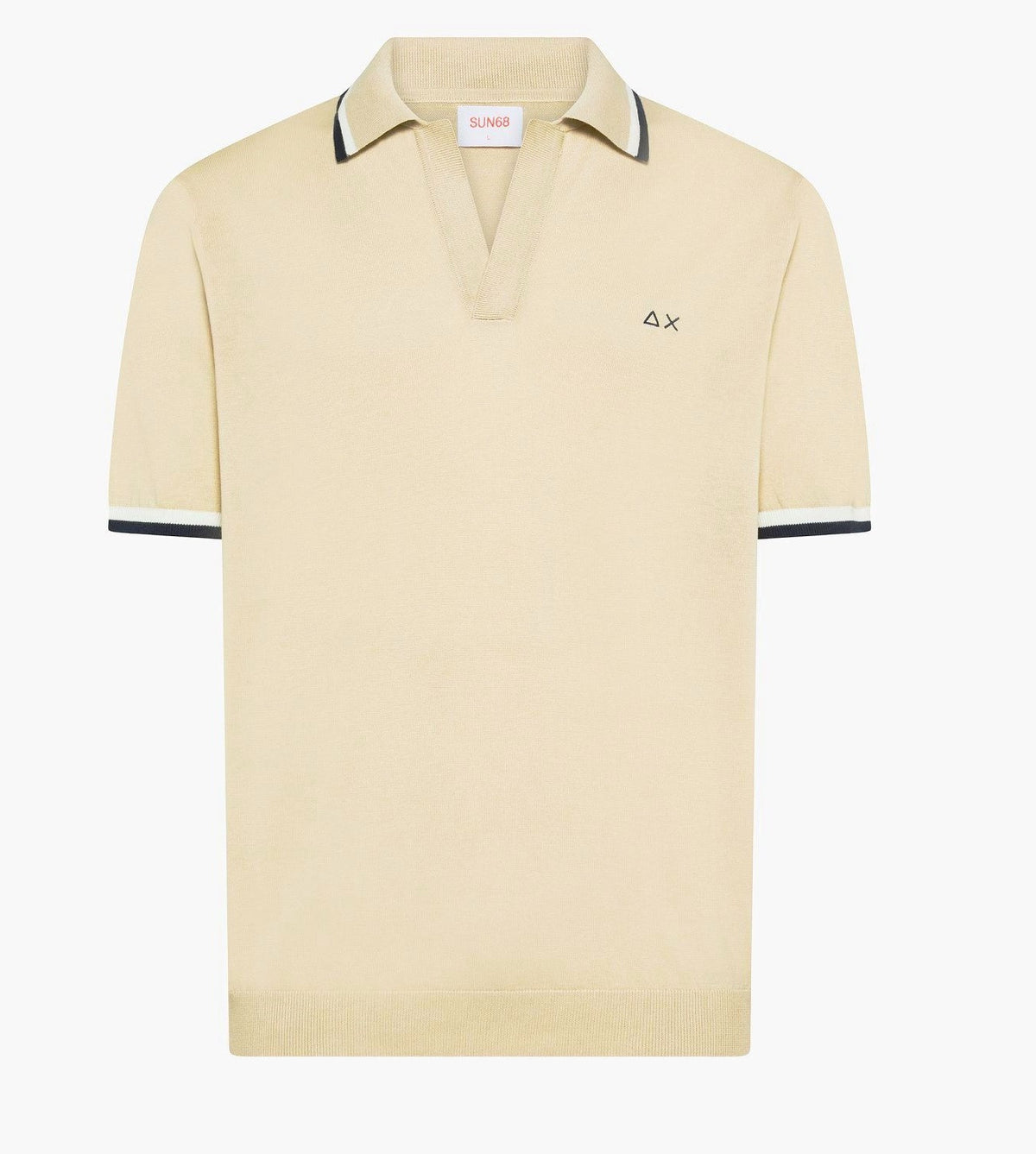 Sun 68 Polo In Maglia Di Cotone Uomo Girocollo Beige