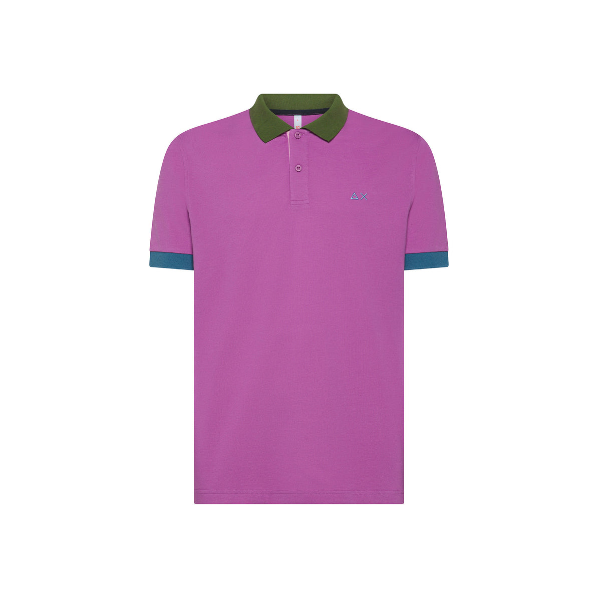 Sun 68 Polo Uomo 3 Color Way Cotone Stretch Viola