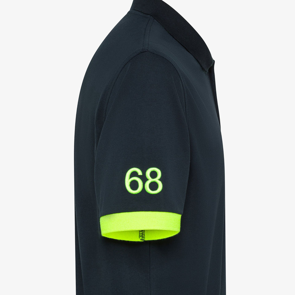 Sun 68 Polo Uomo Big Logo Fluo Blu Scuro