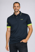 Sun 68 Polo Uomo Big Logo Fluo Blu Scuro