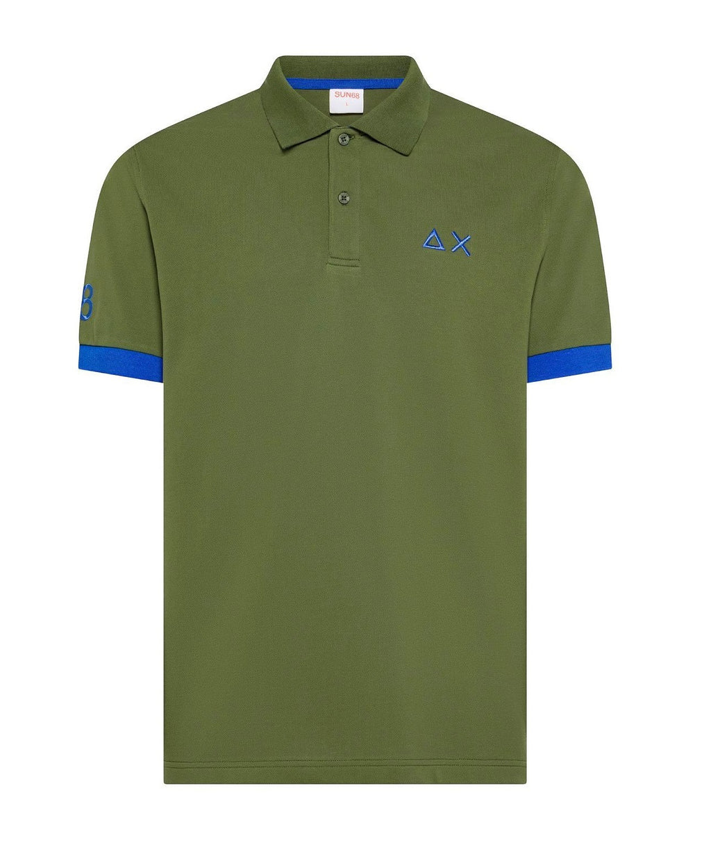 Sun 68 Polo Uomo Big Logo Fluo Verde Militare