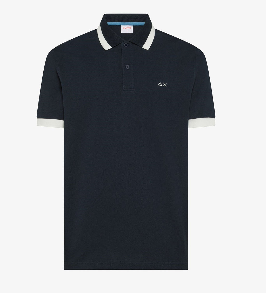 Sun 68 Polo Uomo Big Stripes Blu Scuro