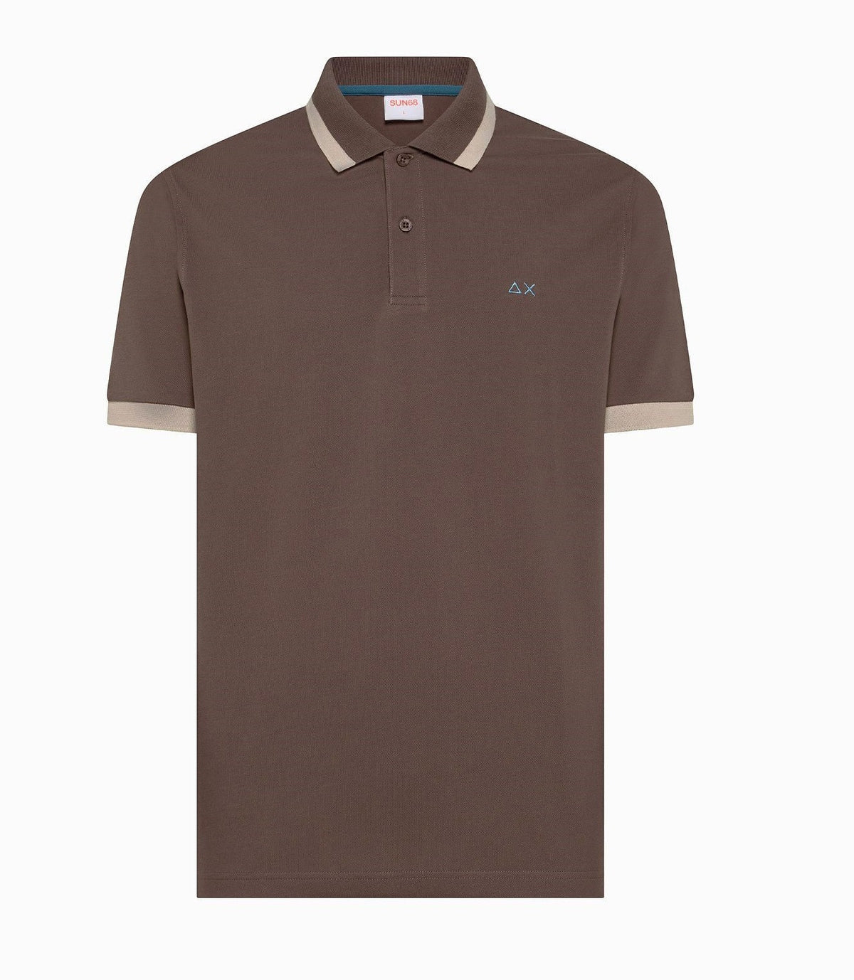 Sun 68 Polo Uomo Big Stripes Marrone Scuro