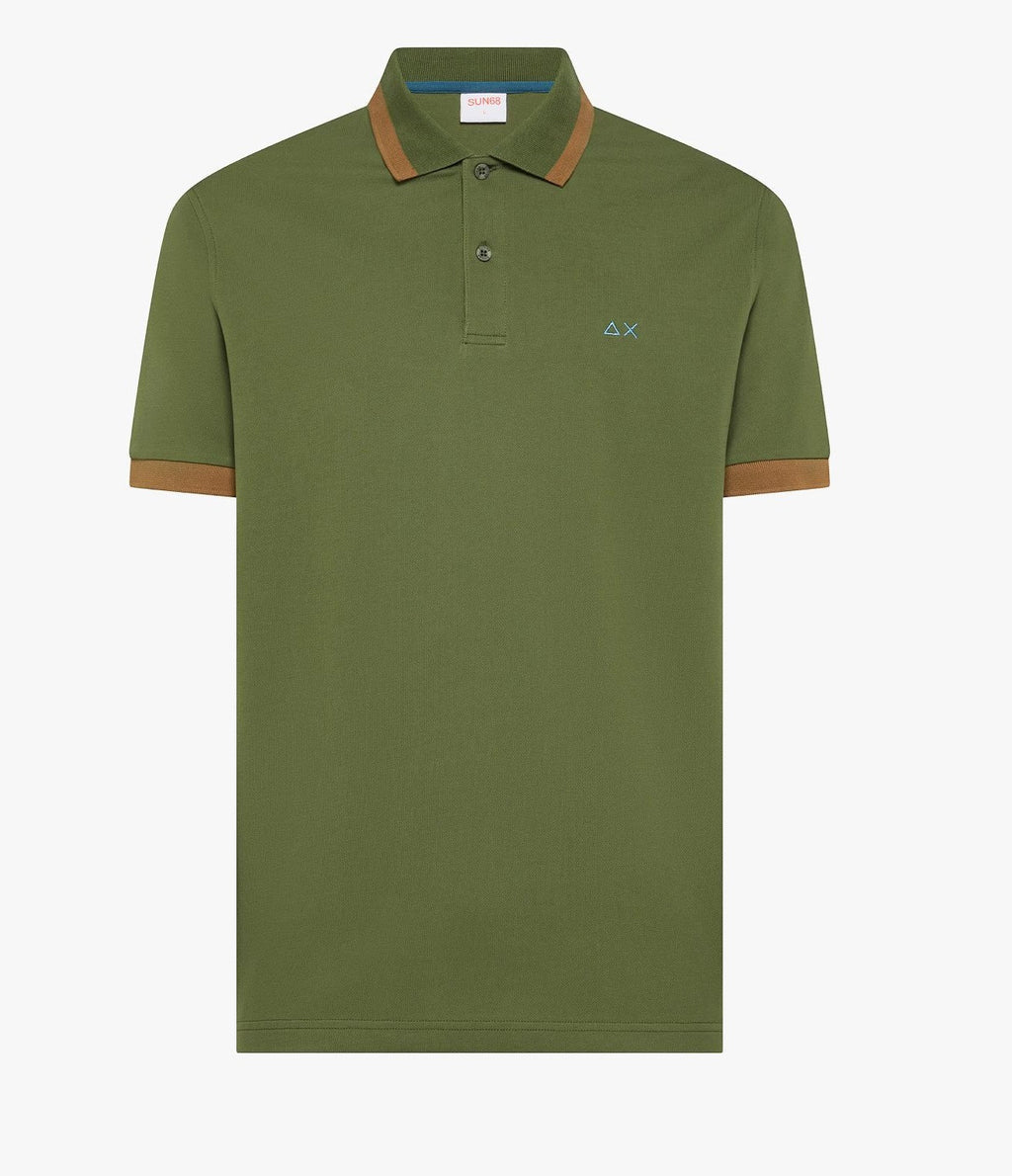 Sun 68 Polo Uomo Big Stripes Verde Militare