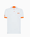 Sun 68 Polo Uomo Logo Fluo Cotone Stretch Bianco