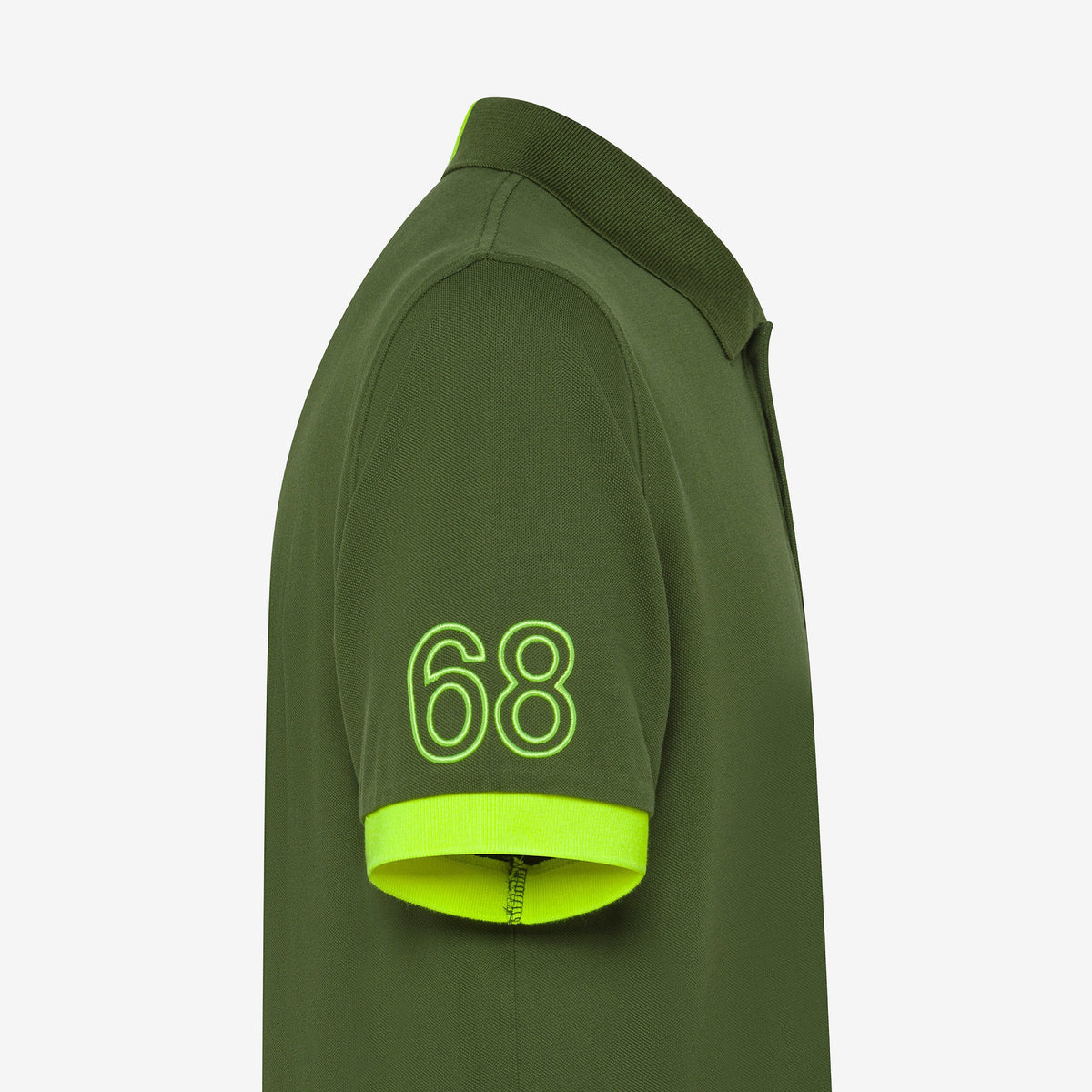 Sun 68 Polo Uomo Logo Fluo Cotone Stretch Verde Scuro