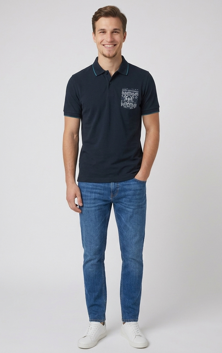 Sun 68 Polo Uomo Pocket Blu Scuro