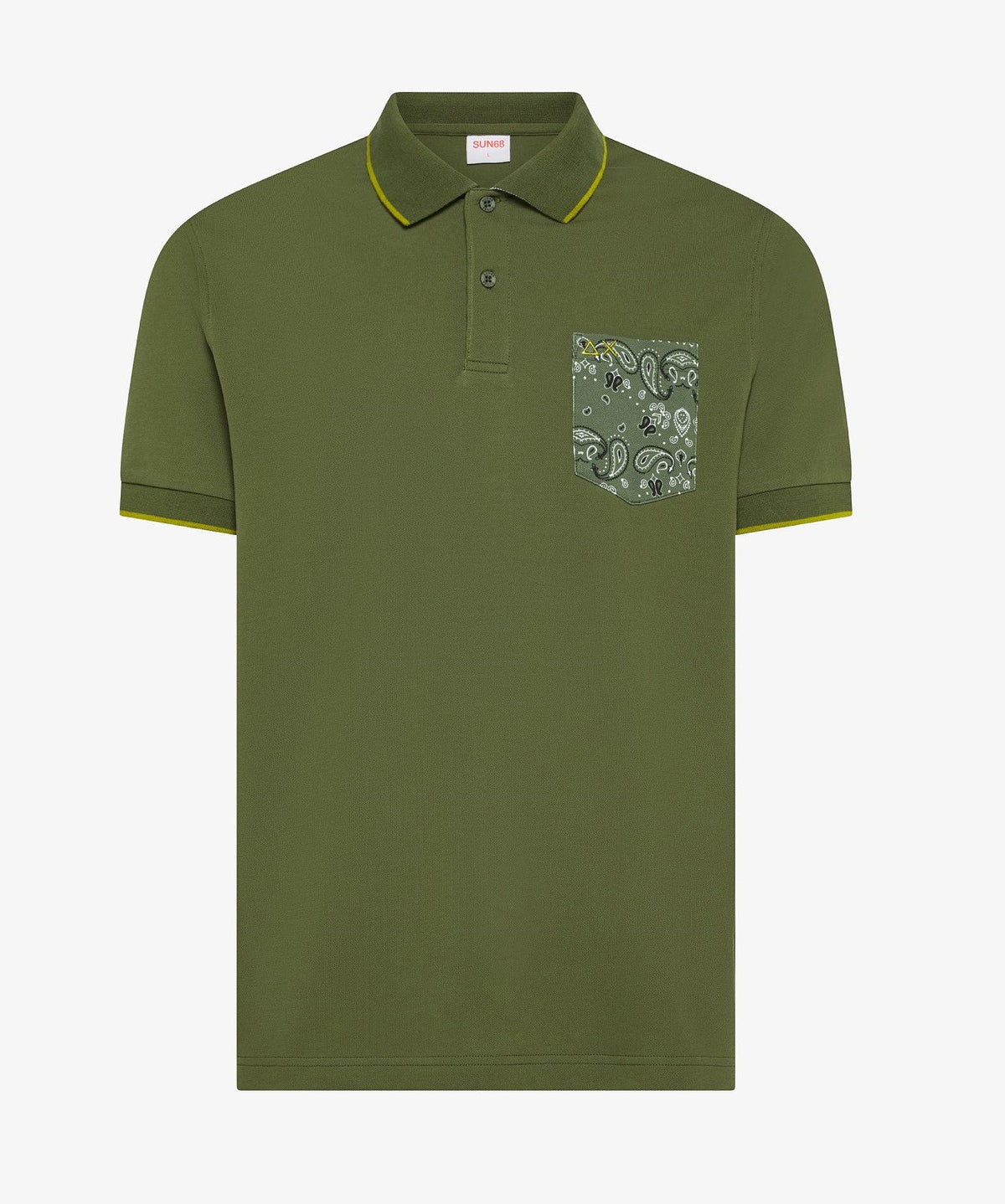 Sun 68 Polo Uomo Pocket Verde Militare