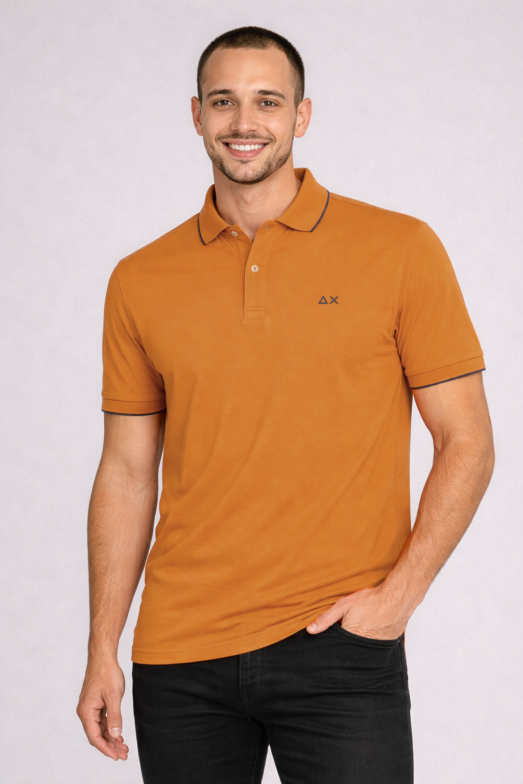 Sun 68 Polo Uomo Small Stripes Arancione