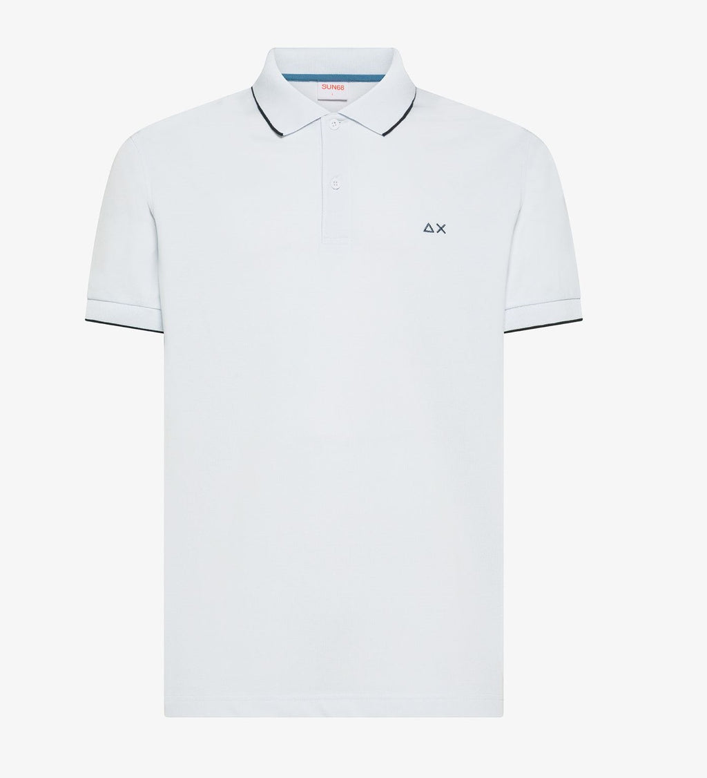Sun 68 Polo Uomo Small Stripes Bianco