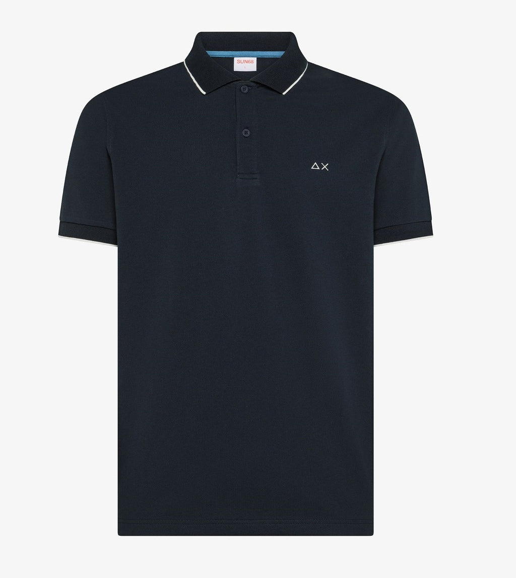 Sun 68 Polo Uomo Small Stripes Blu Scuro