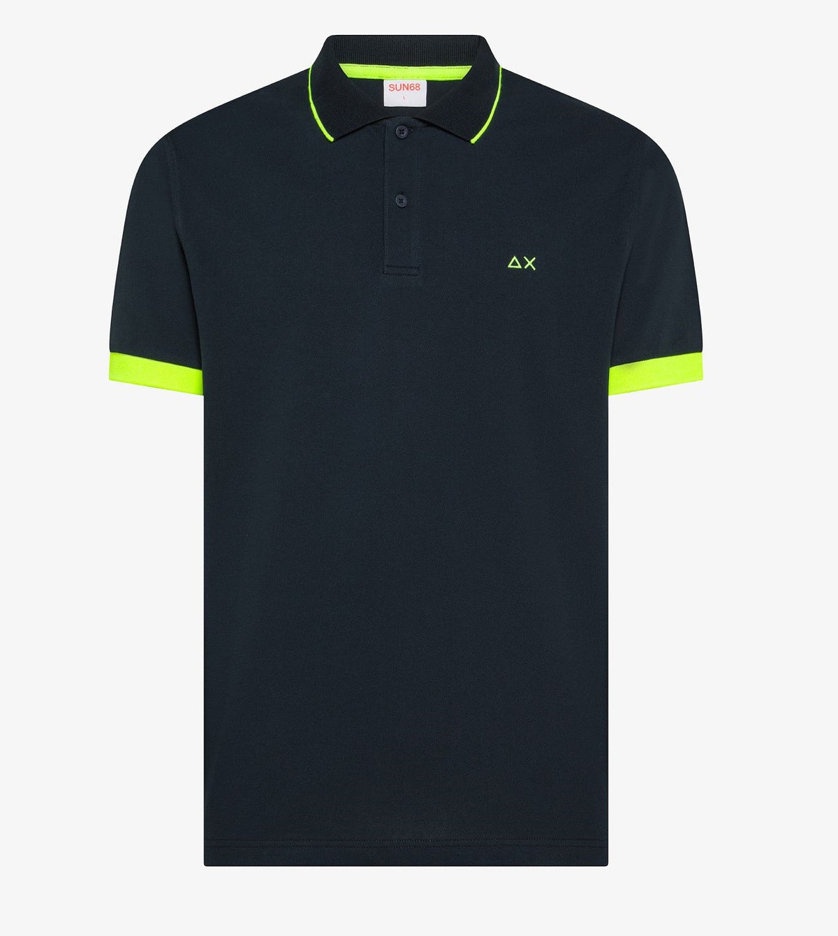 Sun 68 Polo Uomo Small Stripes Fluo Blu Scuro