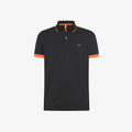 Sun 68 Polo Uomo Small Stripes Fluo Due Bottoni In Cotone Stretch Nero