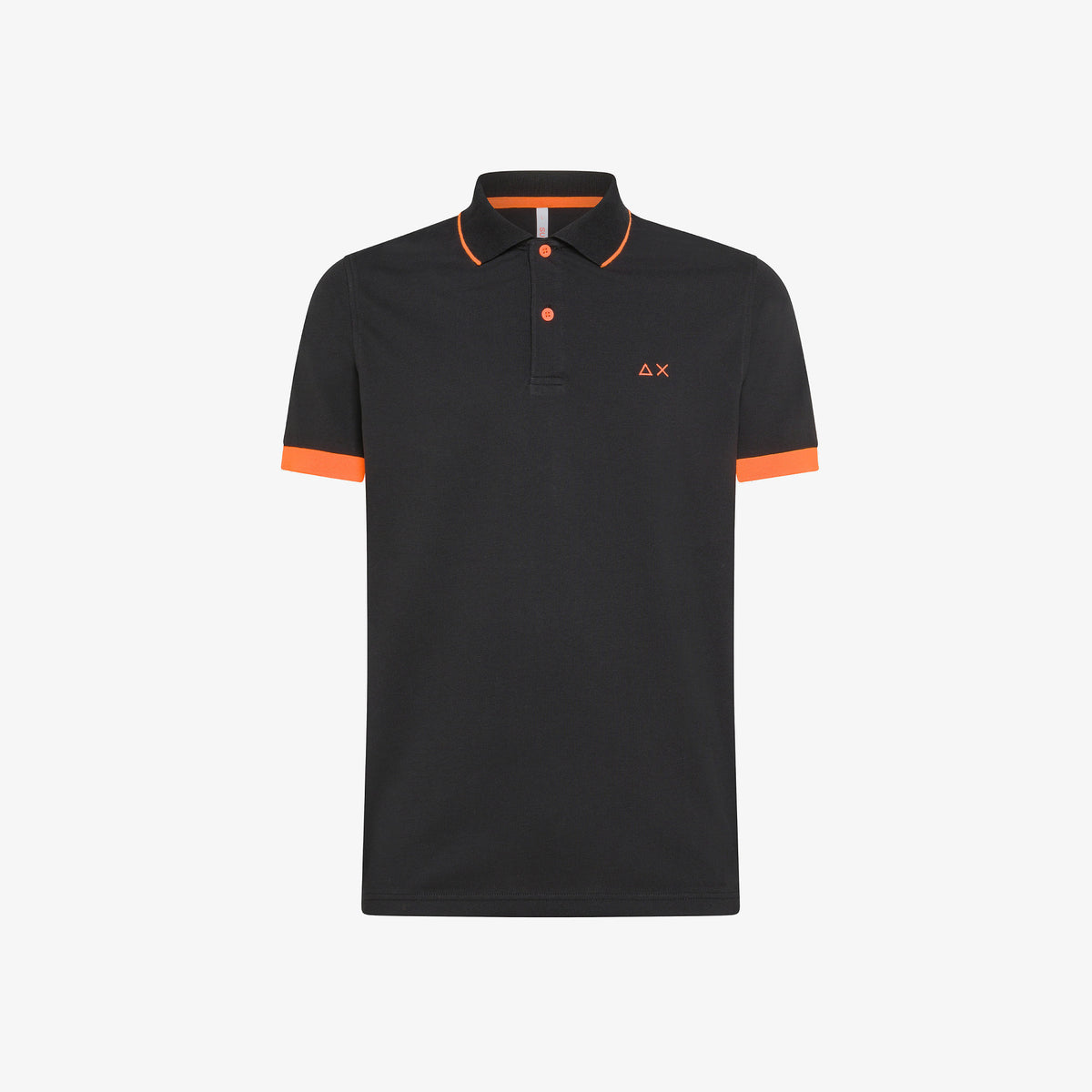Sun 68 Polo Uomo Small Stripes Fluo Due Bottoni In Cotone Stretch Nero