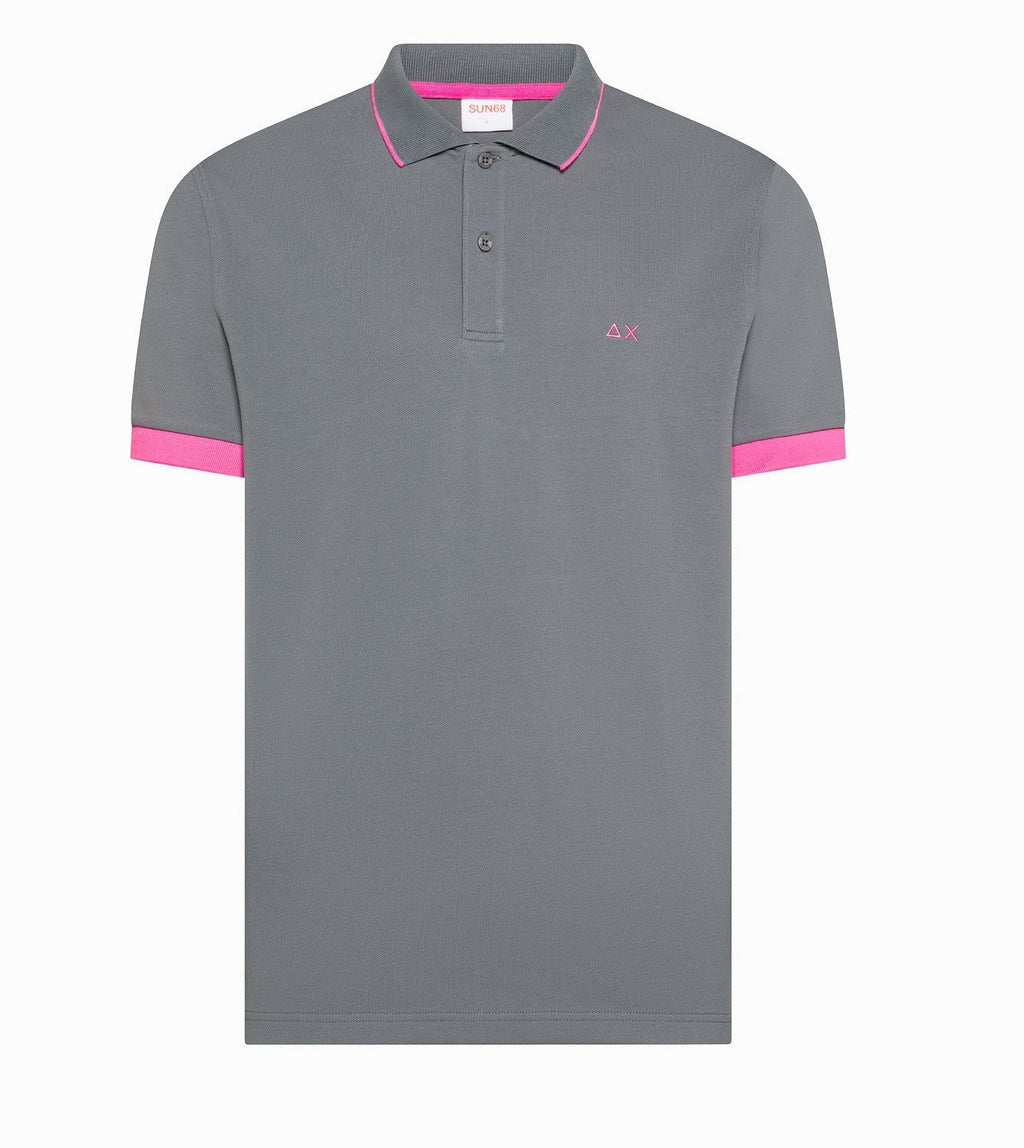 Sun 68 Polo Uomo Small Stripes Fluo Grigio