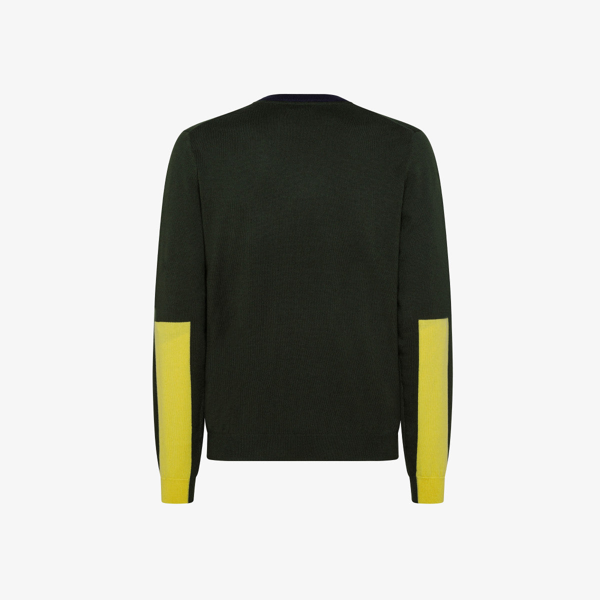 Sun 68 Maglia Uomo Girocollo Misto Lana Verde Militare Scuro Toppe In Contrasto
