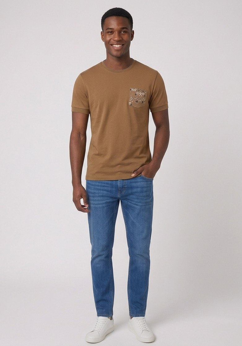 Sun 68 T-Shirt Uomo Cotone Marrone Chiaro