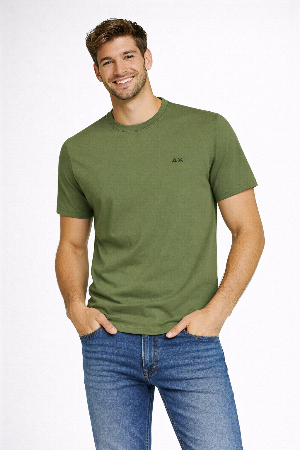 Sun 68 T-Shirt Uomo Cotone Verde Militare