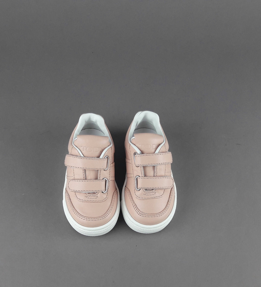 Tod's Sneakers Junior Baby 06J Pelle Rosa Polvere Fascia Logata Velcro