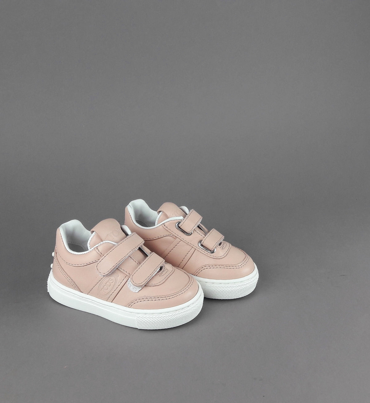 Tod's Sneakers Junior Baby 06J Pelle Rosa Polvere Fascia Logata Velcro