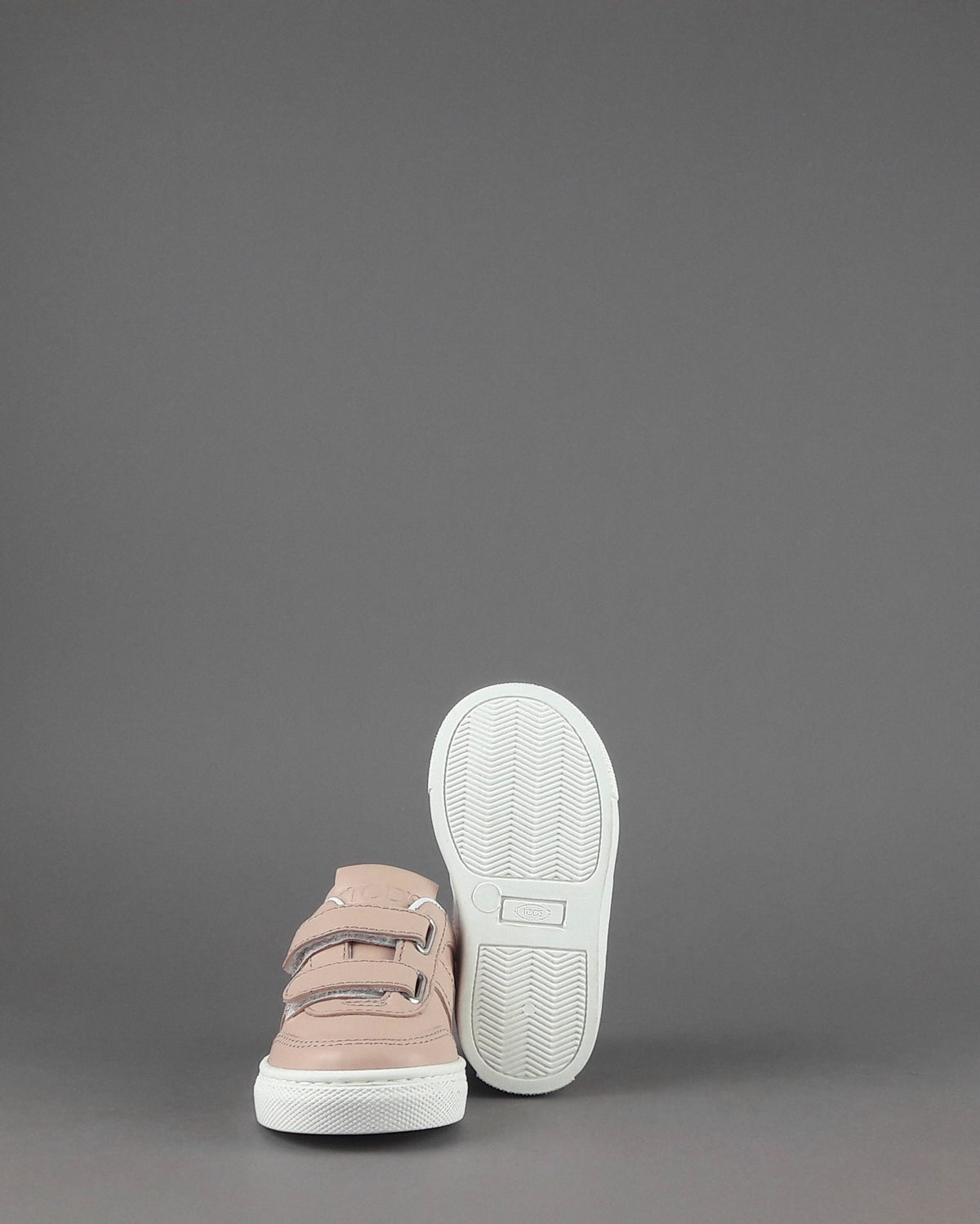 Tod's Sneakers Junior Baby 06J Pelle Rosa Polvere Fascia Logata Velcro