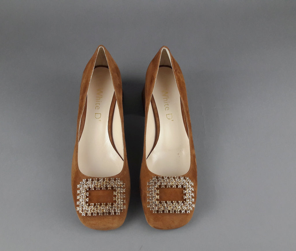White D' Décolleté Donna Camoscio Marrone Chiaro