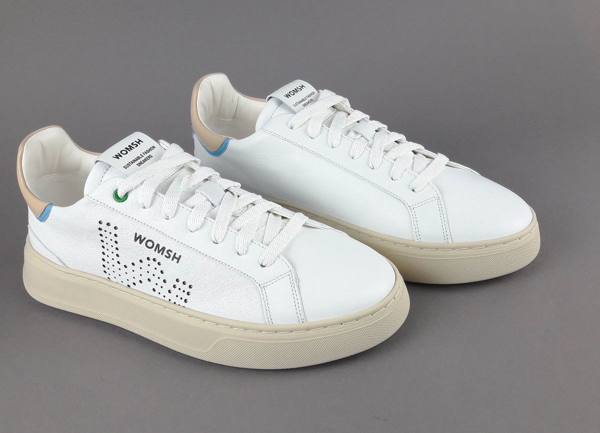 Womsh Sneakers Uomo Snik Pelle Bianco Beige