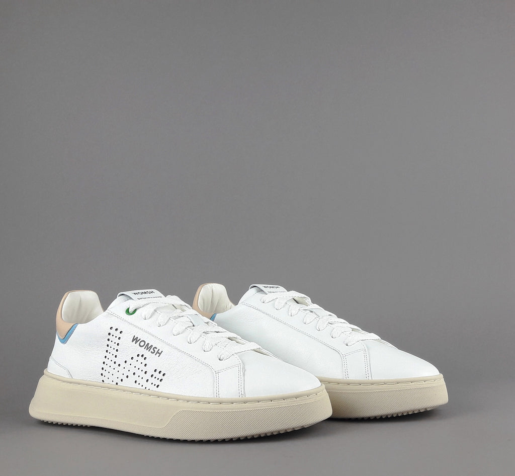 Womsh Sneakers Uomo Snik Pelle Bianco Beige