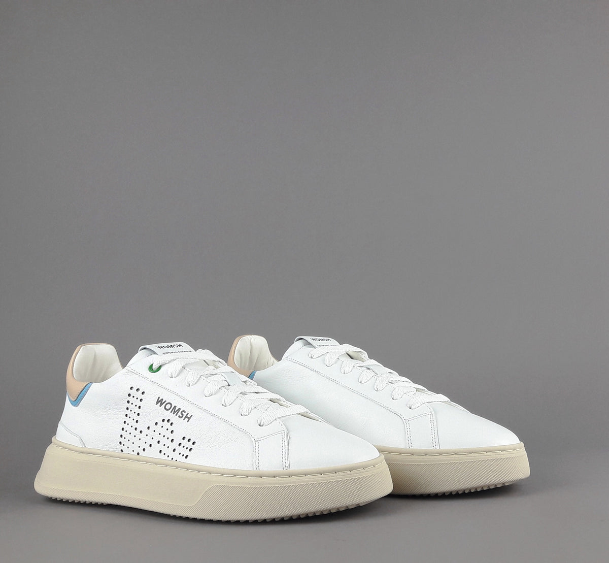 Womsh Sneakers Uomo Snik Pelle Bianco Beige