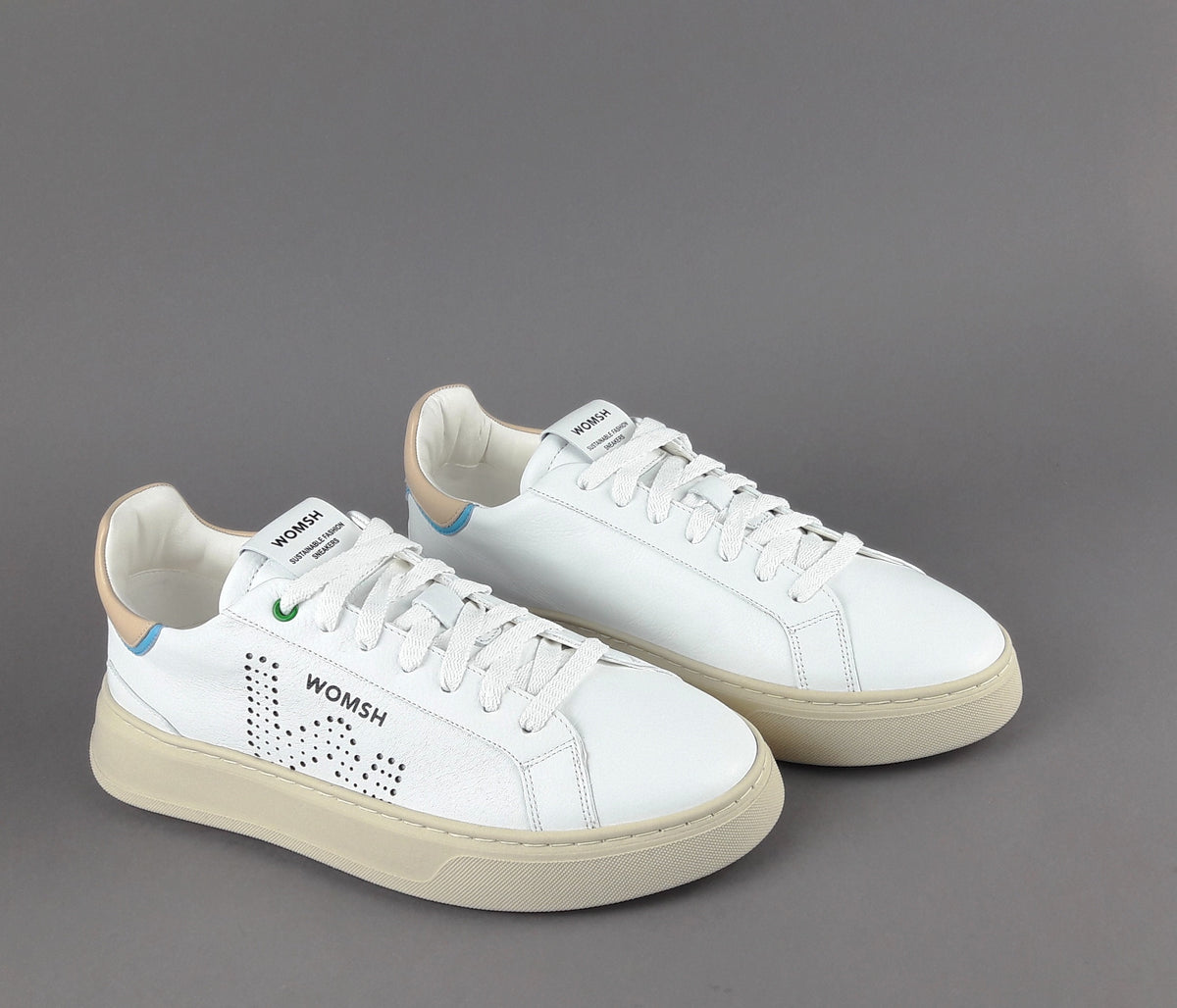 Womsh Sneakers Uomo Snik Pelle Bianco Beige
