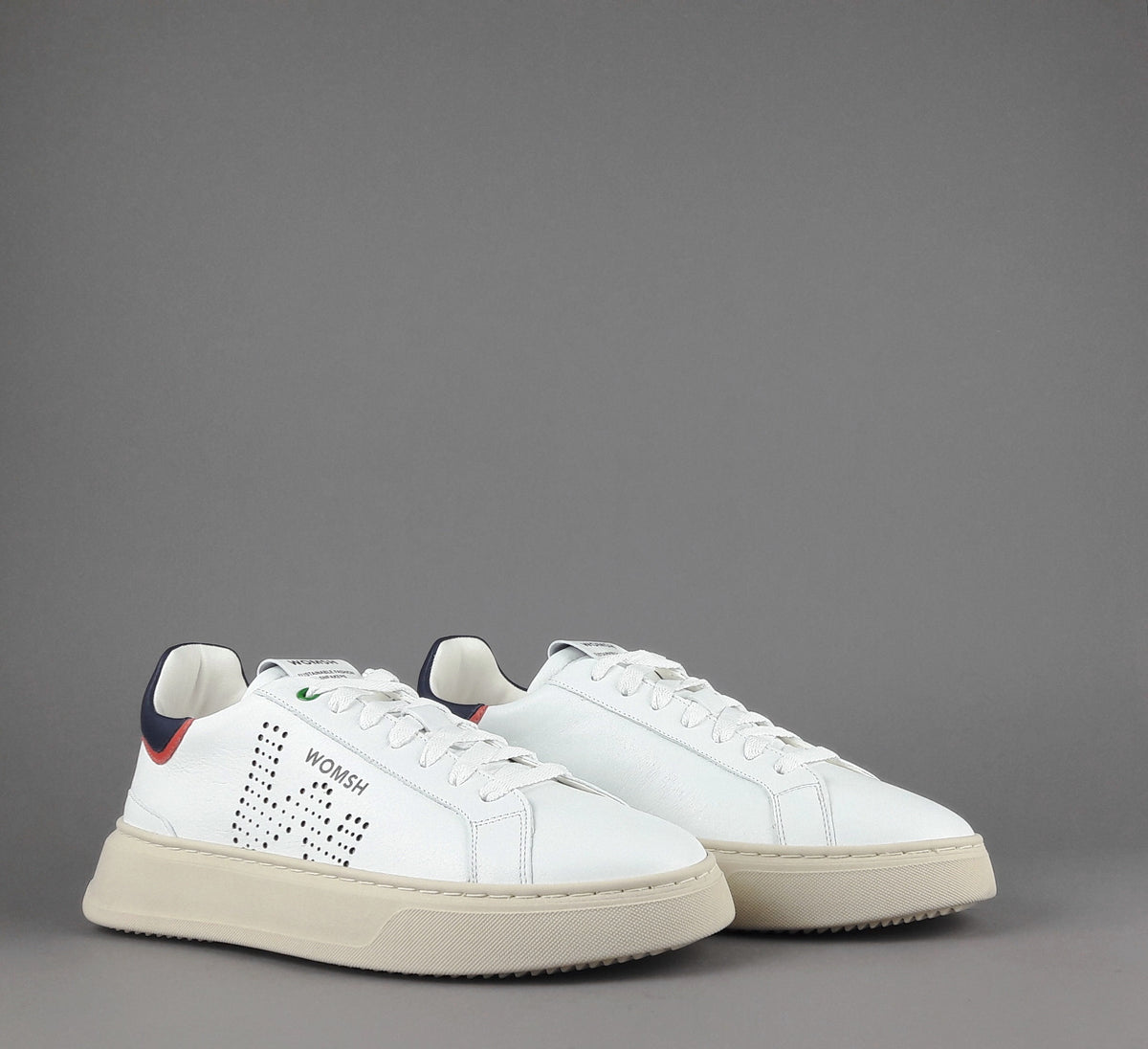 Womsh Sneakers Uomo Snik Pelle Bianco Blu Scuro