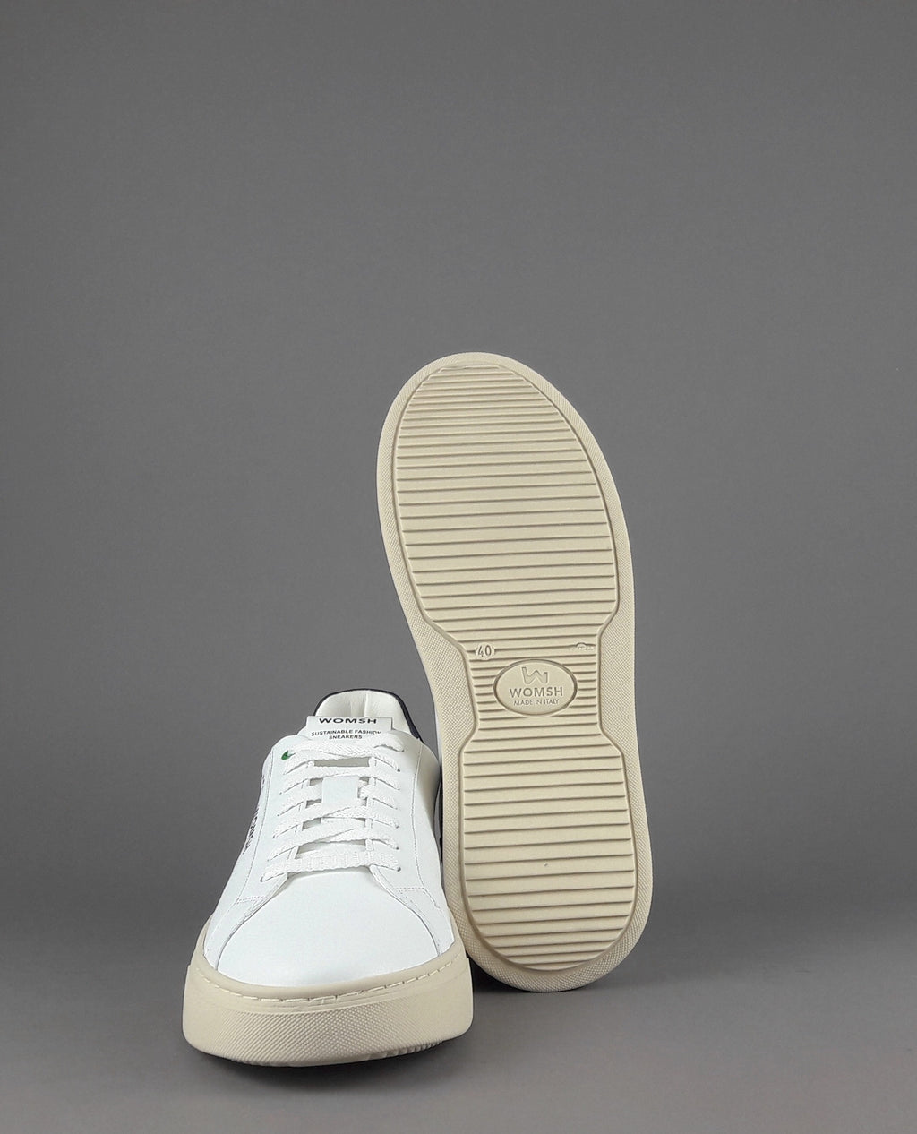 Womsh Sneakers Uomo Snik Pelle Bianco Blu Scuro