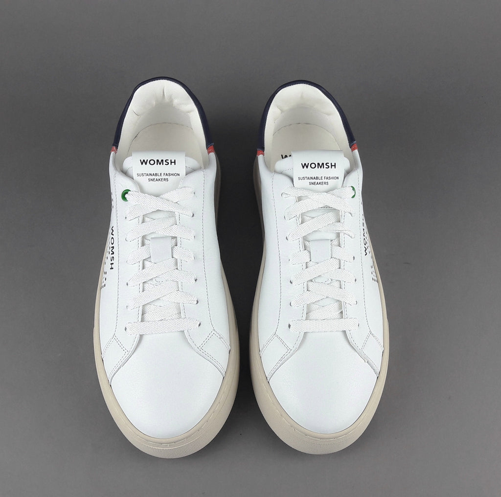 Womsh Sneakers Uomo Snik Pelle Bianco Blu Scuro