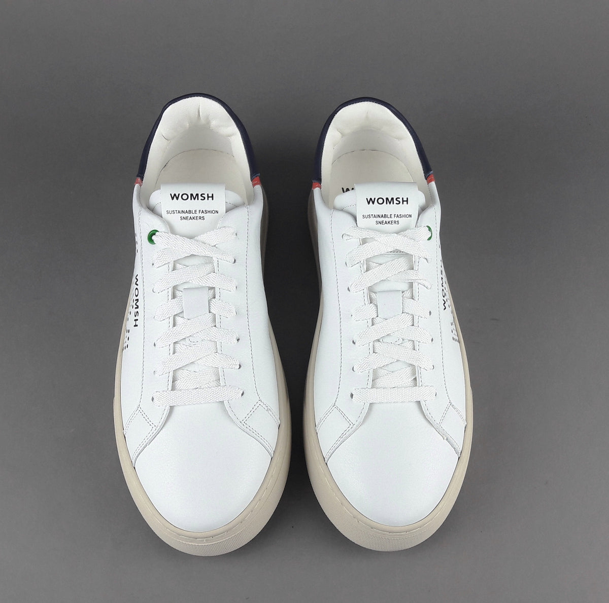 Womsh Sneakers Uomo Snik Pelle Bianco Blu Scuro