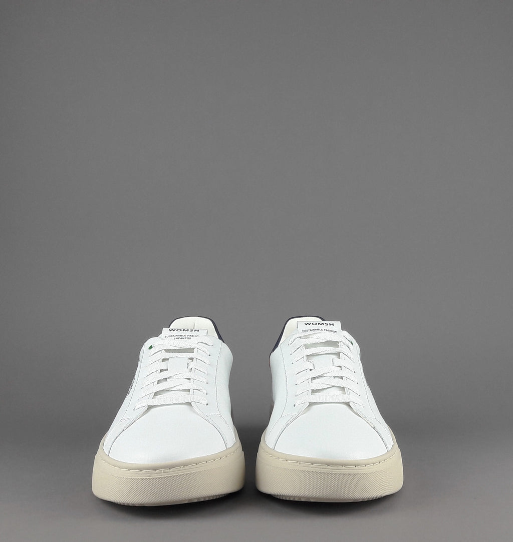 Womsh Sneakers Uomo Snik Pelle Bianco Blu Scuro