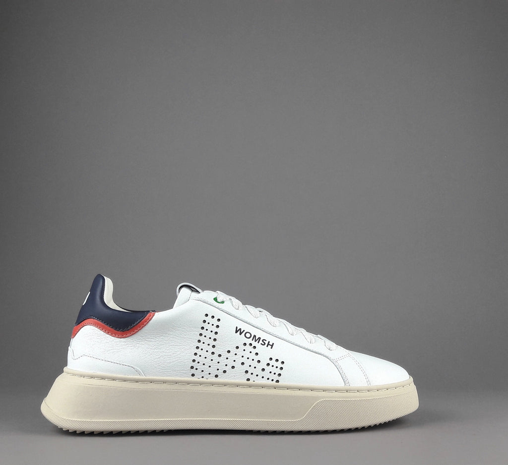 Womsh Sneakers Uomo Snik Pelle Bianco Blu Scuro