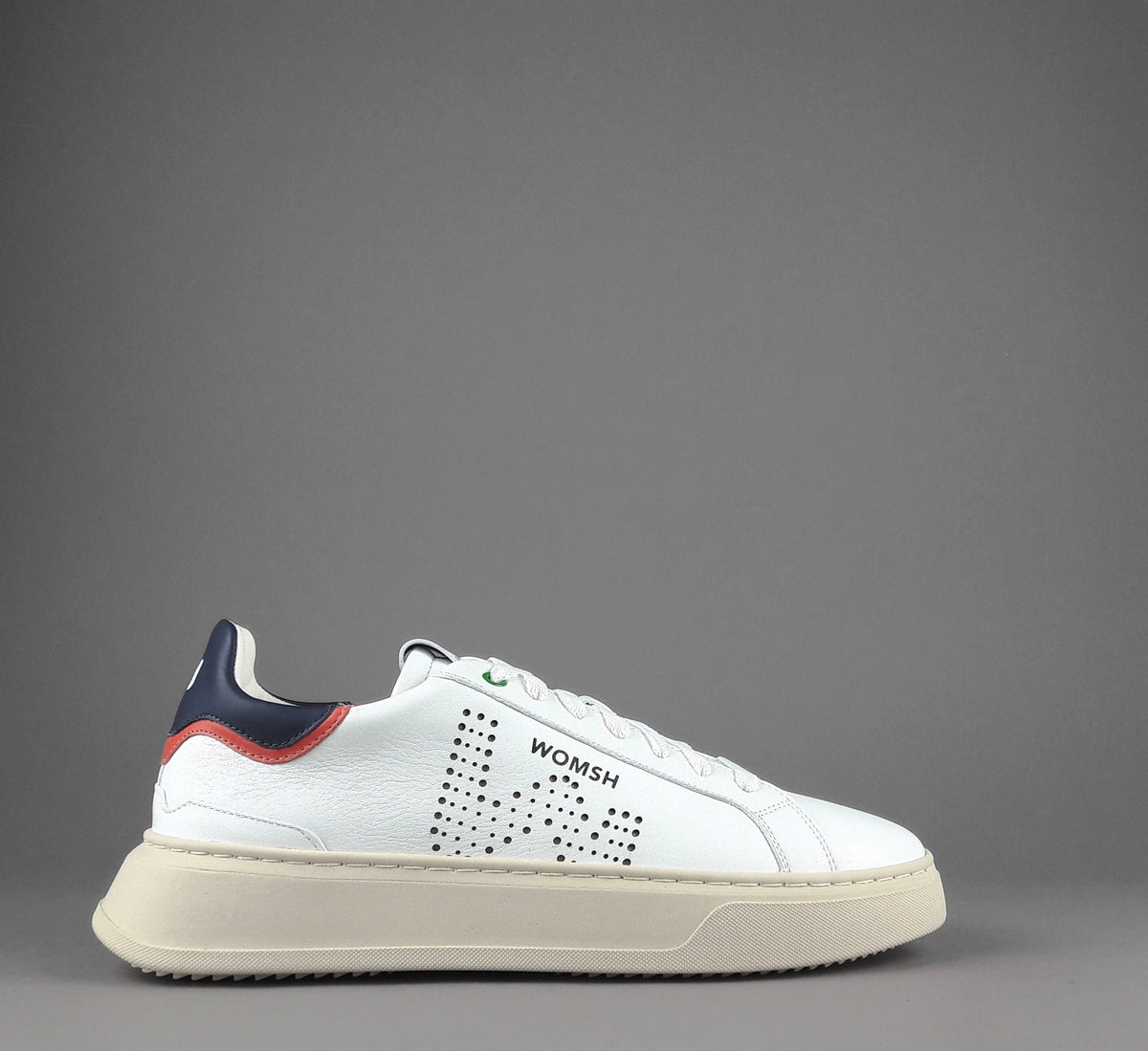 Womsh Sneakers Uomo Snik Pelle Bianco Blu Scuro