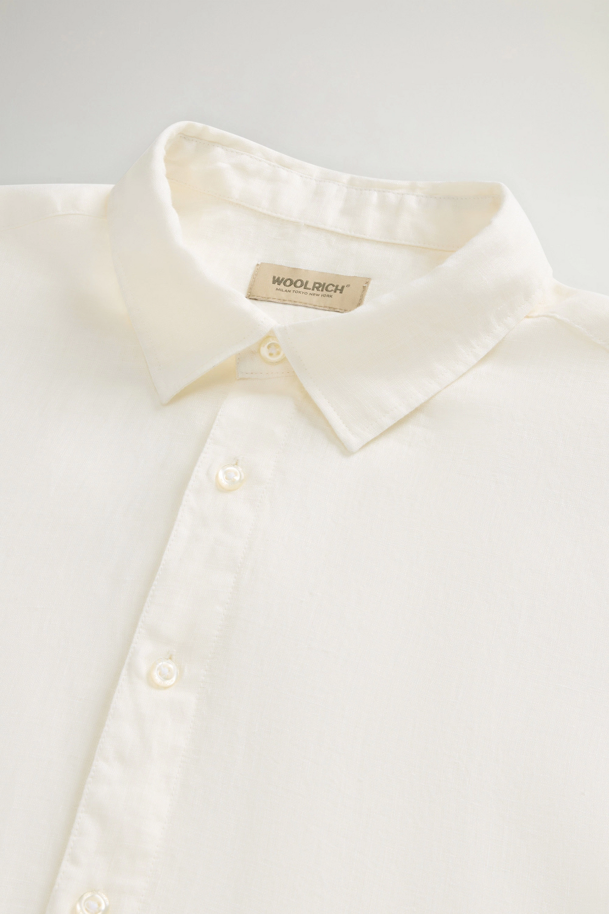 Woolrich Camicia Uomo Lino Bianco Opaco
