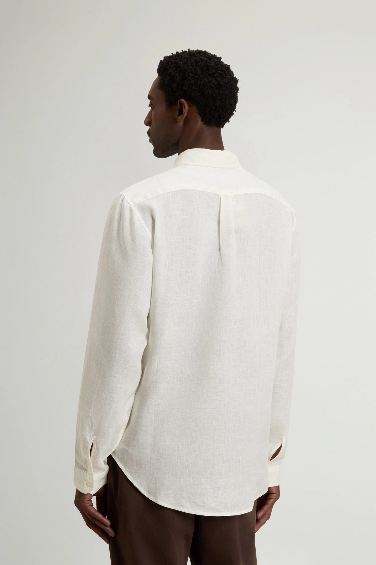Woolrich Camicia Uomo Lino Bianco Opaco