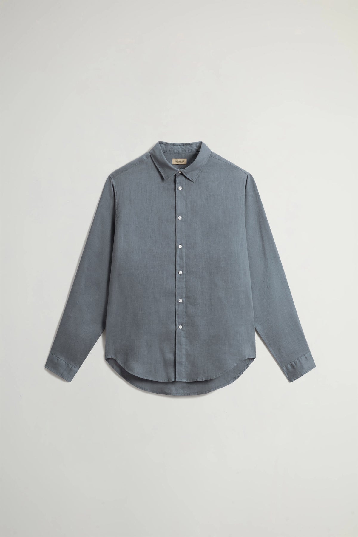 Woolrich Camicia Uomo Lino Blu Grigio
