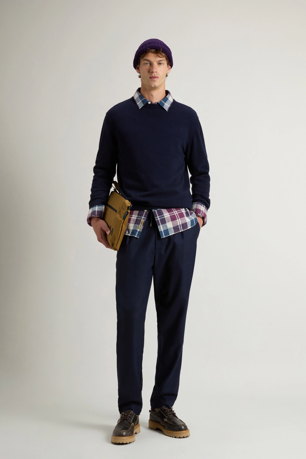 Woolrich Maglia Uomo Girocollo Lana Blu Scuro