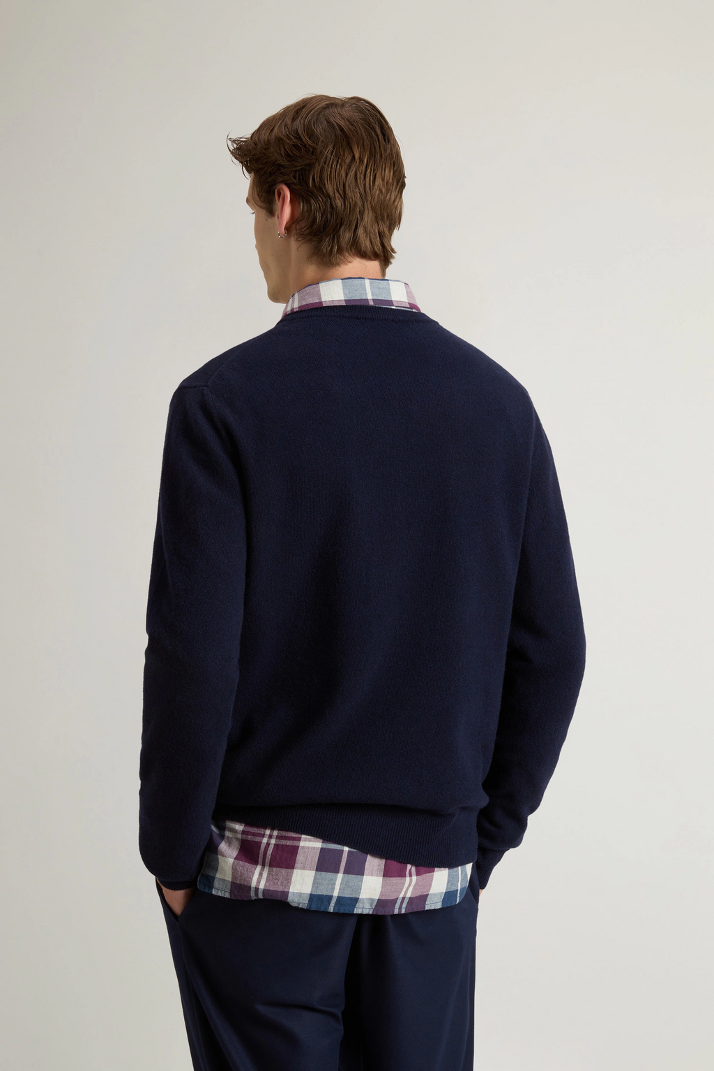 Woolrich Maglia Uomo Girocollo Lana Blu Scuro