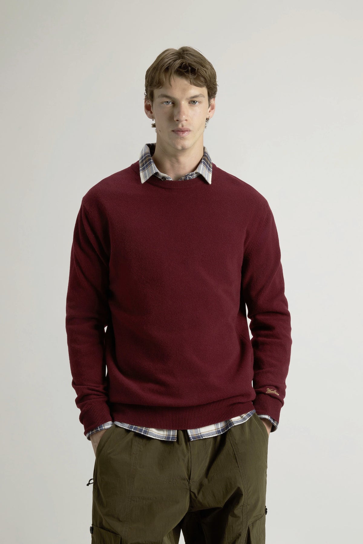 Woolrich Maglia Uomo Girocollo Lana Bordeaux