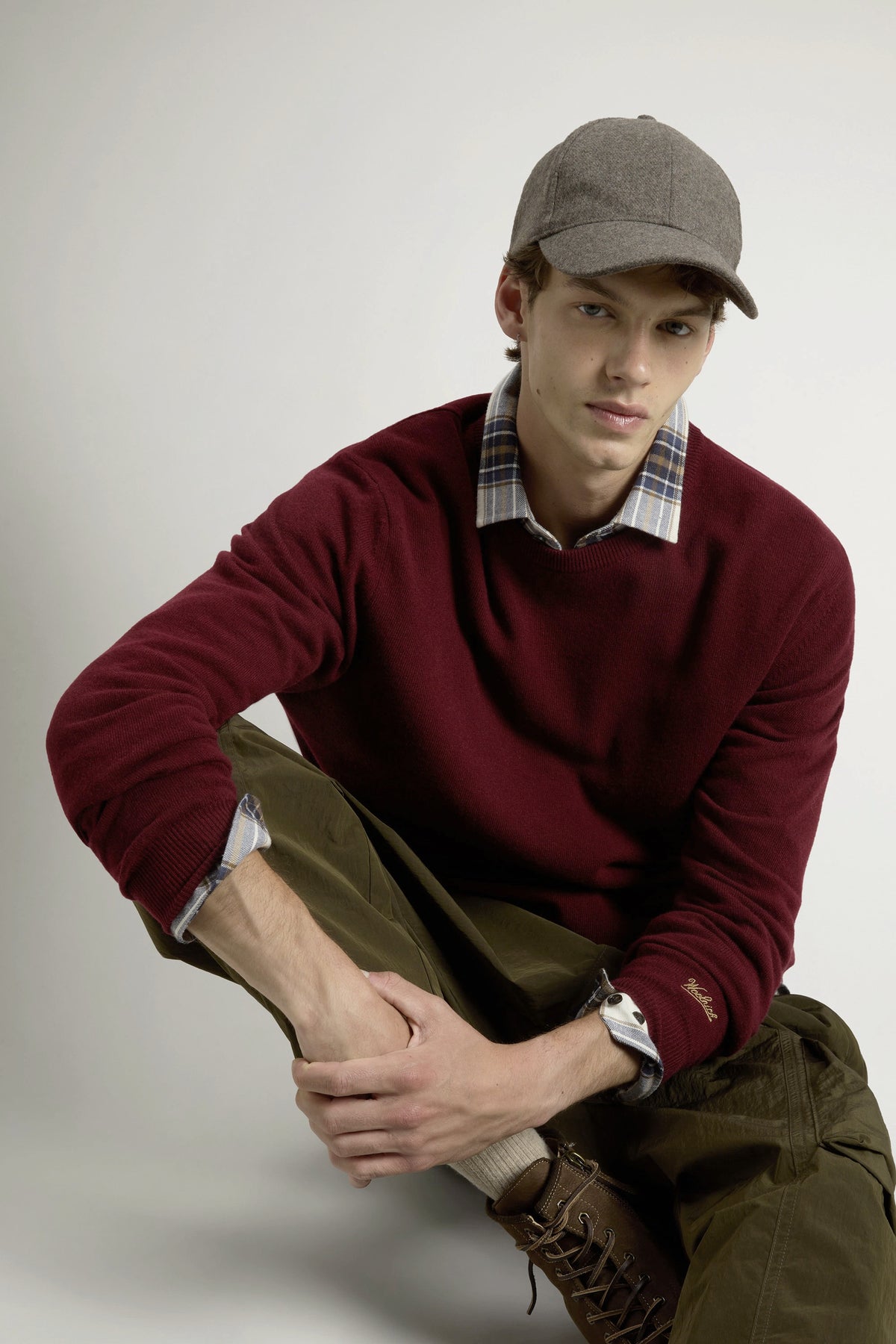 Woolrich Maglia Uomo Girocollo Lana Bordeaux