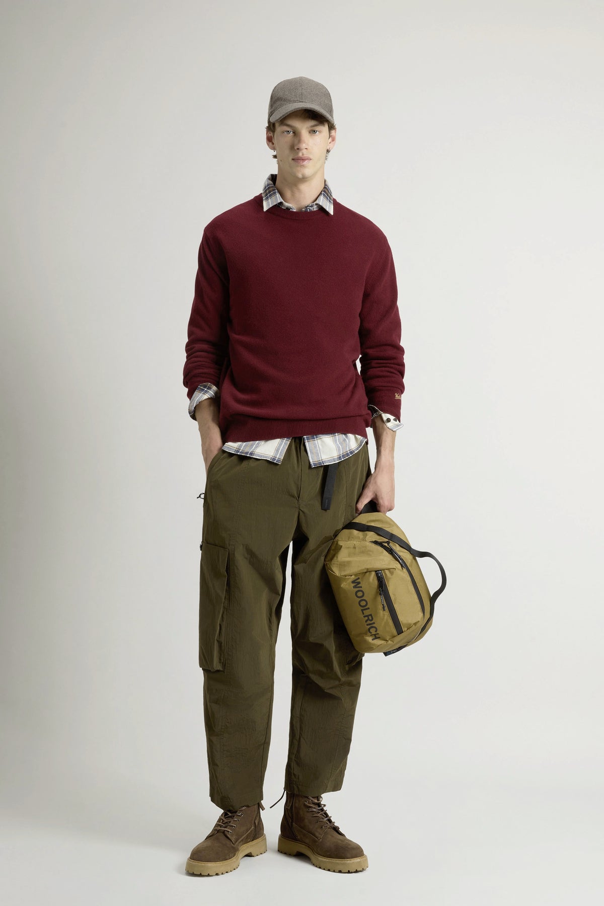 Woolrich Maglia Uomo Girocollo Lana Bordeaux